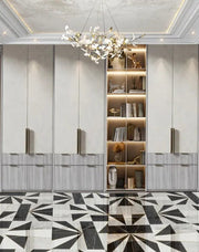 Luxe Swing Wardrobe with Central Illuminated Bookshelf Niche