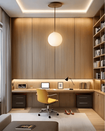 Sage Green & Ash Wood Contemporary Study Room with Classic Rug Accent