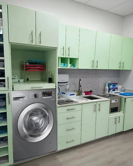 Fresh Mint Multi-Purpose Utility Room with Integrated Laundry and Lab Features