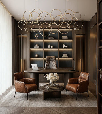 Luxurious Executive Office with Opulent Design and Artistic Detailing