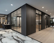 Luxury Office Suite with Grid-Framed Glass Partitions and Executive Finishes