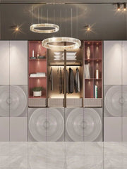 Glam Swing Wardrobe - Embossed Circular Detailing & Open Niche