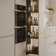 Modern Slim Pull-Out Pantry with Vertical Metal Shelving