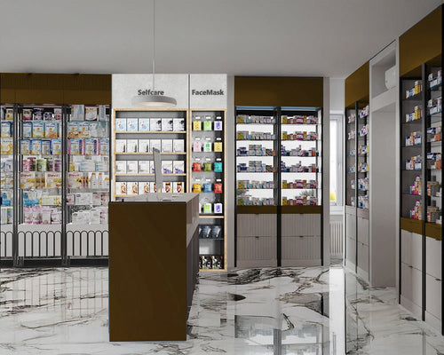 Urban Compact Pharmacy – Modern, Organized, aad Efficient Retail Design