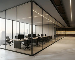 Full-Height Frameless Glass Partitioning for Panoramic Workspaces
