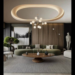 Premium Oval Gypsum False Ceiling Design for Elegant Living Rooms .