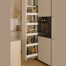 Open Pantry Shelving with Mixed Jar & Bottle Display