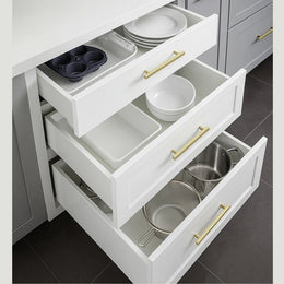 Elegant Kitchen Drawer System with Layered Storage