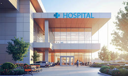 Elegant Contemporary Hospital with Floating Canopy & Garden Forecourt