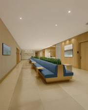 Modern Healing Corridor Lounge – Calming Transitions in Healthcare Interiors