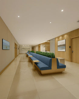 Modern Healing Corridor Lounge – Calming Transitions in Healthcare Interiors