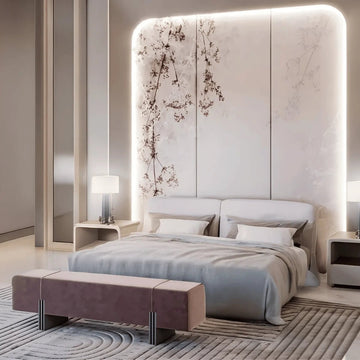 Elegant Kids Bedroom Design With Floral Accent Wall