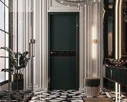 Grand Luxe Entryway with Emerald Door, Crystal Rings & Neo-Deco Detailing