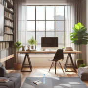 Modern Ash Wood Study Room with Natural Light and Greenery