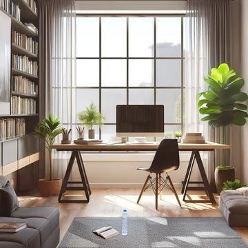 Modern Ash Wood Study Room with Natural Light and Greenery