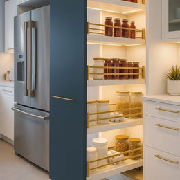 Open Pantry Unit-Golden Rail Shelving & Coordinated Jar Display