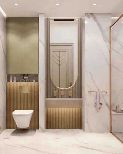 Elegant Gold & Beige Bathroom