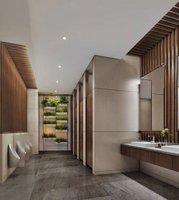 Nature-Infused Modernity – Biophilic Executive Restroom Design