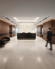 Executive Corporate Lobby with Black Marble & Walnut Paneling