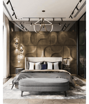 Modern Luxury Bedroom with Textured Accent Wall Tiles