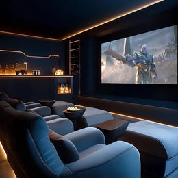 Grand Walnut Panelled Home Theatre with Luxe  Recliners