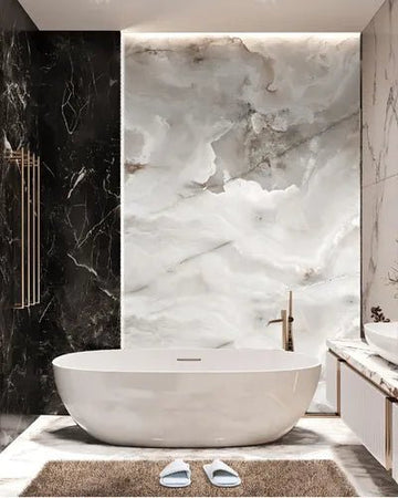 Contemporary Bathroom with Freestanding Tub and Elegant Vanity