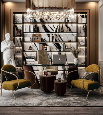 Fusion of contemporary luxury and classical elements, creating a refined executive ambiance