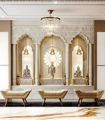 Luxurious Arched Mandir with Lord Ram Idols