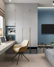 Modern Ash Wood Study Room with Greenery and   Natural Light