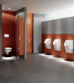 Sculpted Serenity – Contemporary Art-Inspired Corporate Washroom