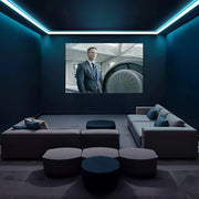 Midnight Blue Minimalist Home Theatre with  Modular Seating