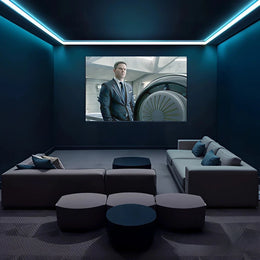 Midnight Blue Minimalist Home Theatre with  Modular Seating
