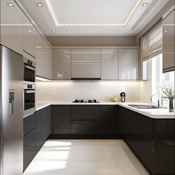 High-Gloss Noir & Latte U-Shaped Kitchen
