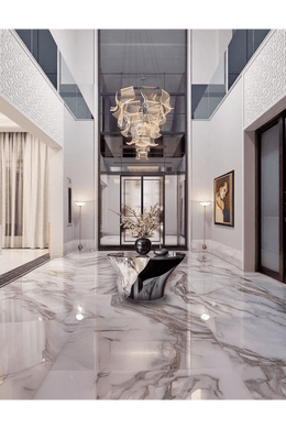 Double-Height Grand Foyer with Contemporary Marble Elegance