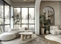 Sculptural Chaise by the Window — Textured Calm Meets Contemporary Boho