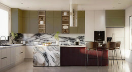 L-Shaped Kitchen with Island & Fluted Accents