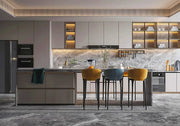 Modern Glam Island Kitchen in Grey Tones