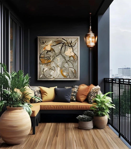 Contemporary Balcony Lounge with Artistic Flair