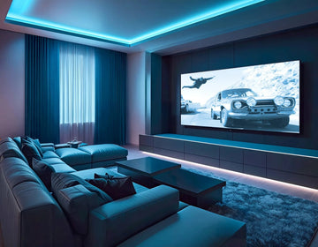 Blue-Tone Home Theatre with Ambient  LED Elegance