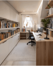 Contemporary Study Room with a Classic  Rug Accent.