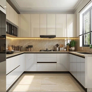 Premium Cream & Beige Kitchen in a Smart U-Layout