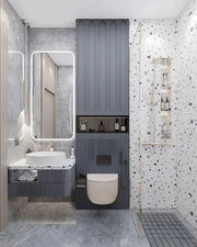 Chic Contemporary Bath Haven with Playful Terrazzo Accents