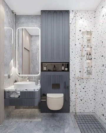 Chic Contemporary Bath Haven with Playful Terrazzo Accents
