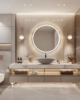 Elegant Cream Marble Vanity Design