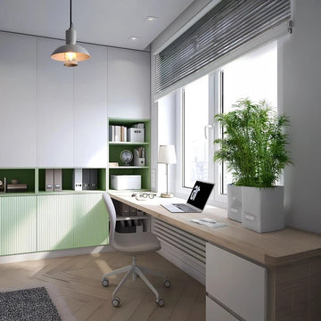 Modern Mint Green Study Room with Natural Wood Desk