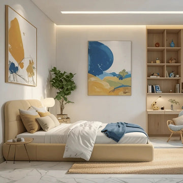 Contemporary Kids Bedroom Design With Built-in Study Seating