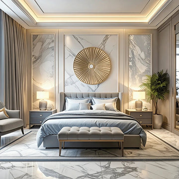 Luxurious Grey & Marble-Themed Kids Bedroom   with Gold Accents