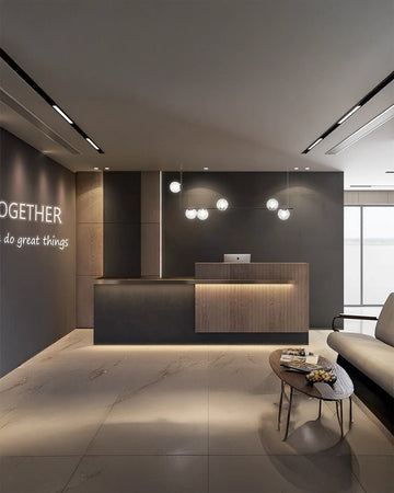 Minimalist Modern Reception with Industrial Warmth