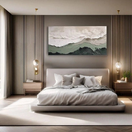 Premium Guest Bedroom Design with Vertical Slat Accents and Nature- Inspired Art