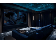 Dark Luxe Home Theatre with Celestial Ceiling Ambiance